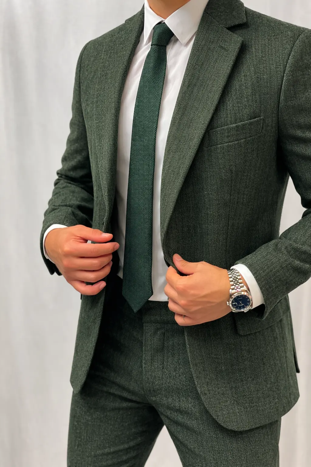 Forest Green Twill Two Piece Suit — photo 1 of 1
