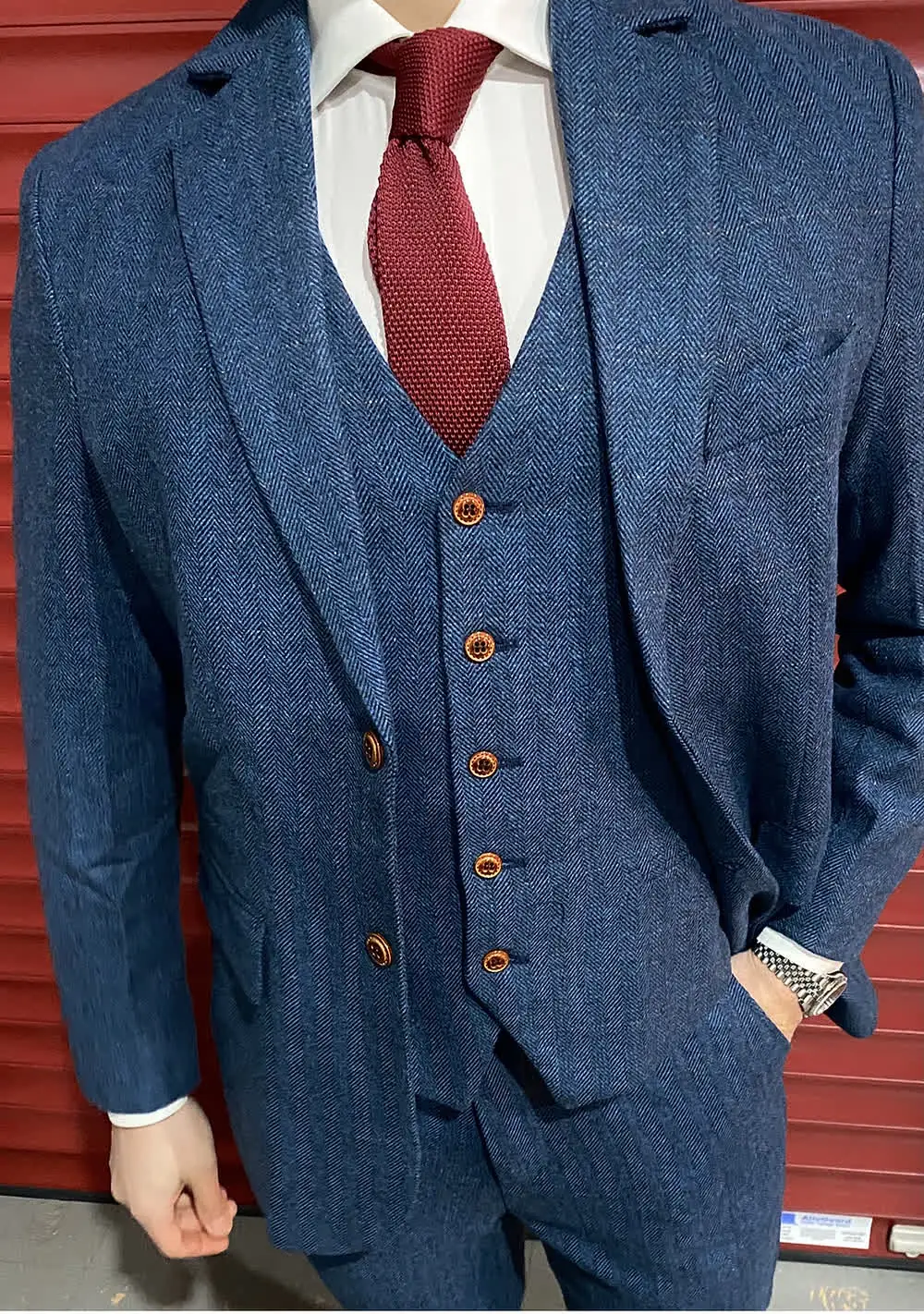 Slate Blue Herringbone Jacket